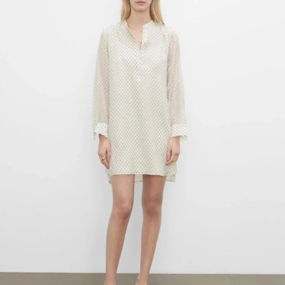 Club Monaco NWT Cream Popover 100% Silk Tunic Dress Size XS